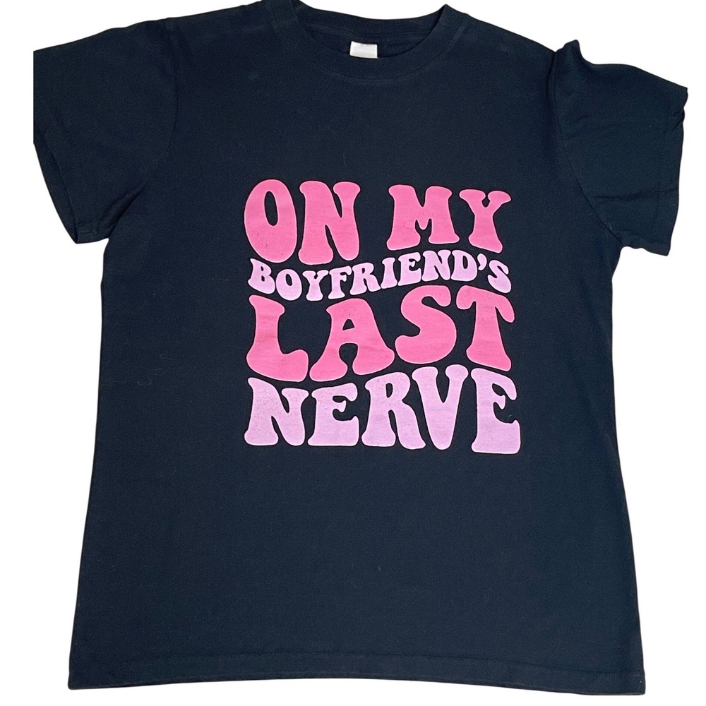 Unbranded Graphic Tee Women Small Black‎ Excellent On My Boyfriends Last Nerve